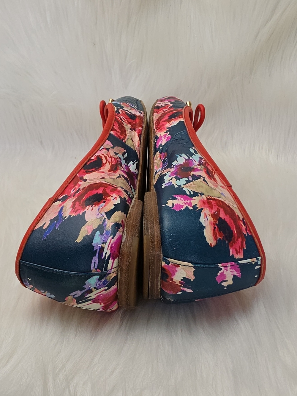 KATE SPADE Red Floral Rose Bow Preppy Spring Office Casual Ballet Flats 7.5 - Picture 6 of 10